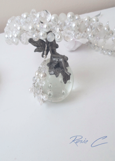 Дизайнерска диадема перли и кристали Bright Queen и обици